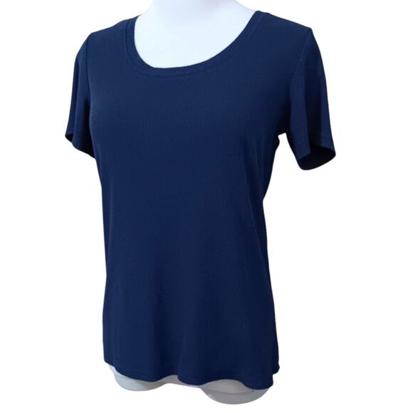 Y2K 2000s 90s Vintage Ribbed Knit Tee Shirt Top S Whimsigoth Grunge‎ Retro Basic - Picture 2 of 7